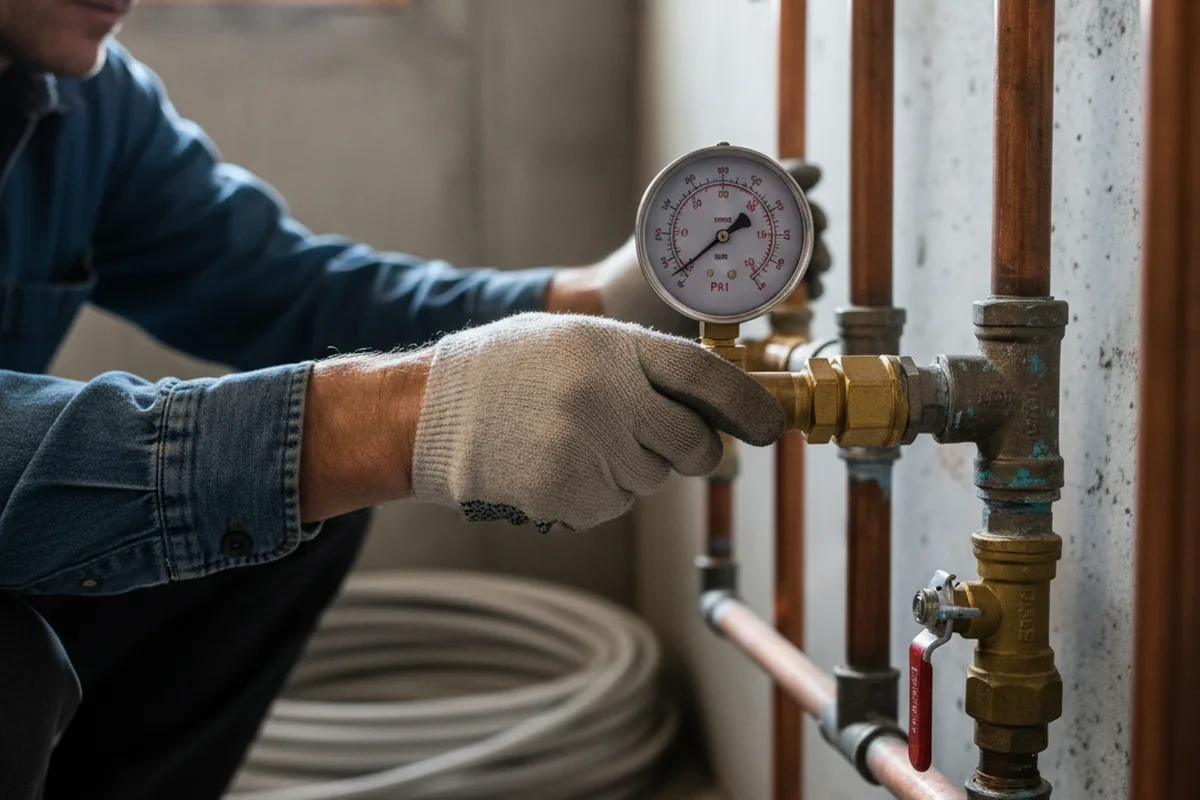 Pressure testing a repaired line during Water Line Repair in Canmer